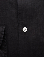 Slim Fit Skjorta Button Down Linne Svart 44