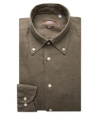 Slim Fit Skjorta Button Down Linne Olivgrön