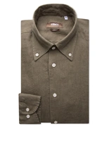 Slim Fit Skjorta Button Down Linne Olivgrön