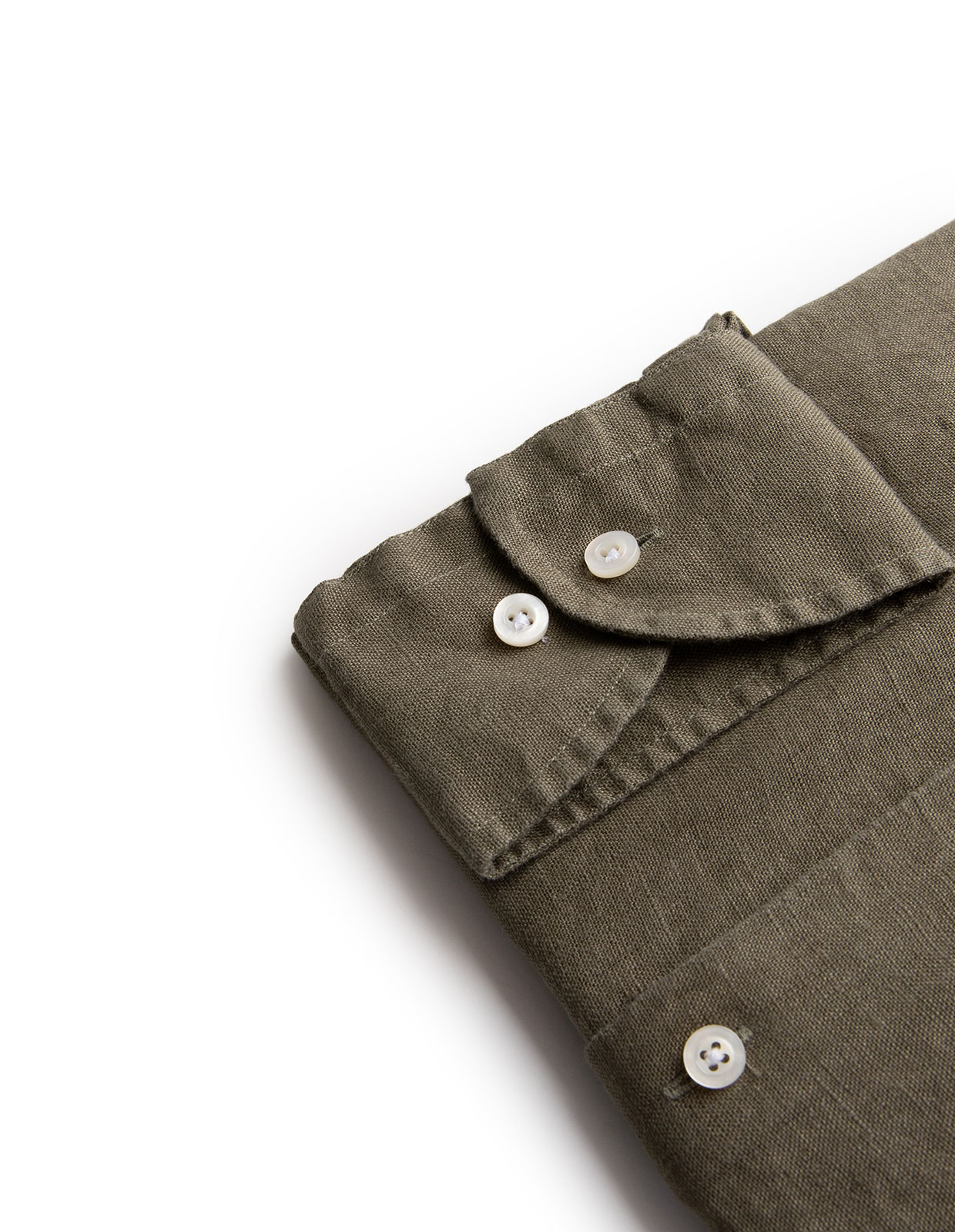 Slim Fit Skjorta Button Down Linne Olivgrön