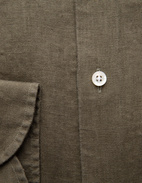 Slim Fit Skjorta Button Down Linne Olivgrön
