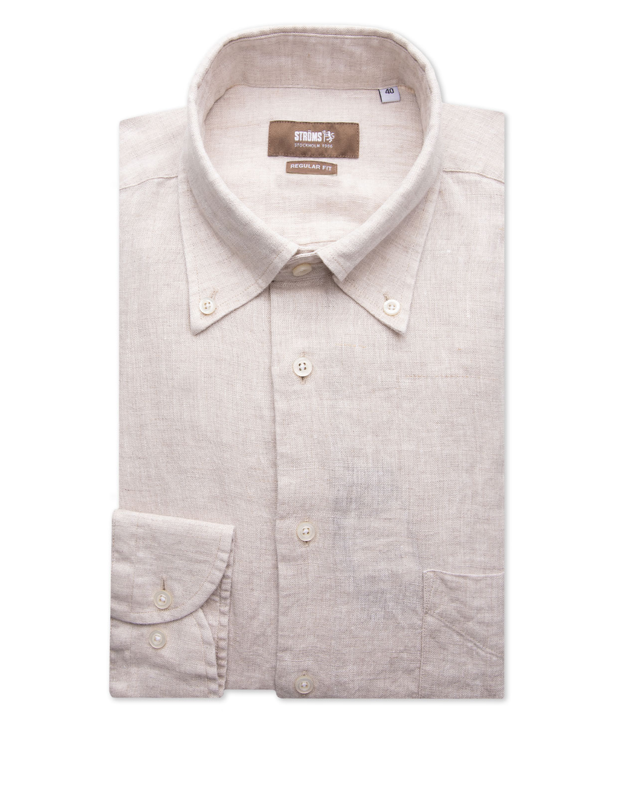 Regular Fit Skjorta Button Down Linne Beige