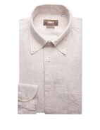 Regular Fit Skjorta Button Down Linne Beige