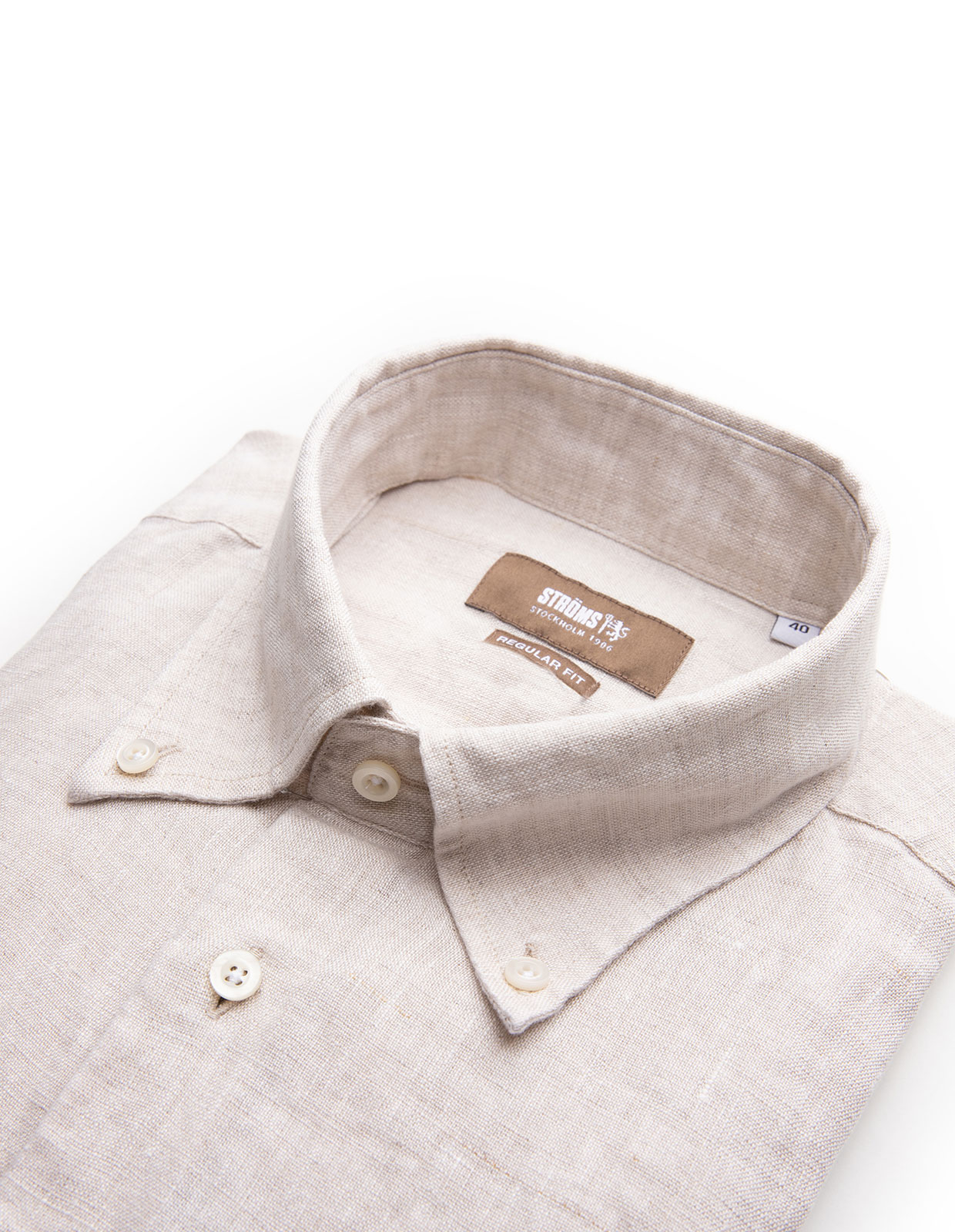 Regular Fit Skjorta Button Down Linne Beige