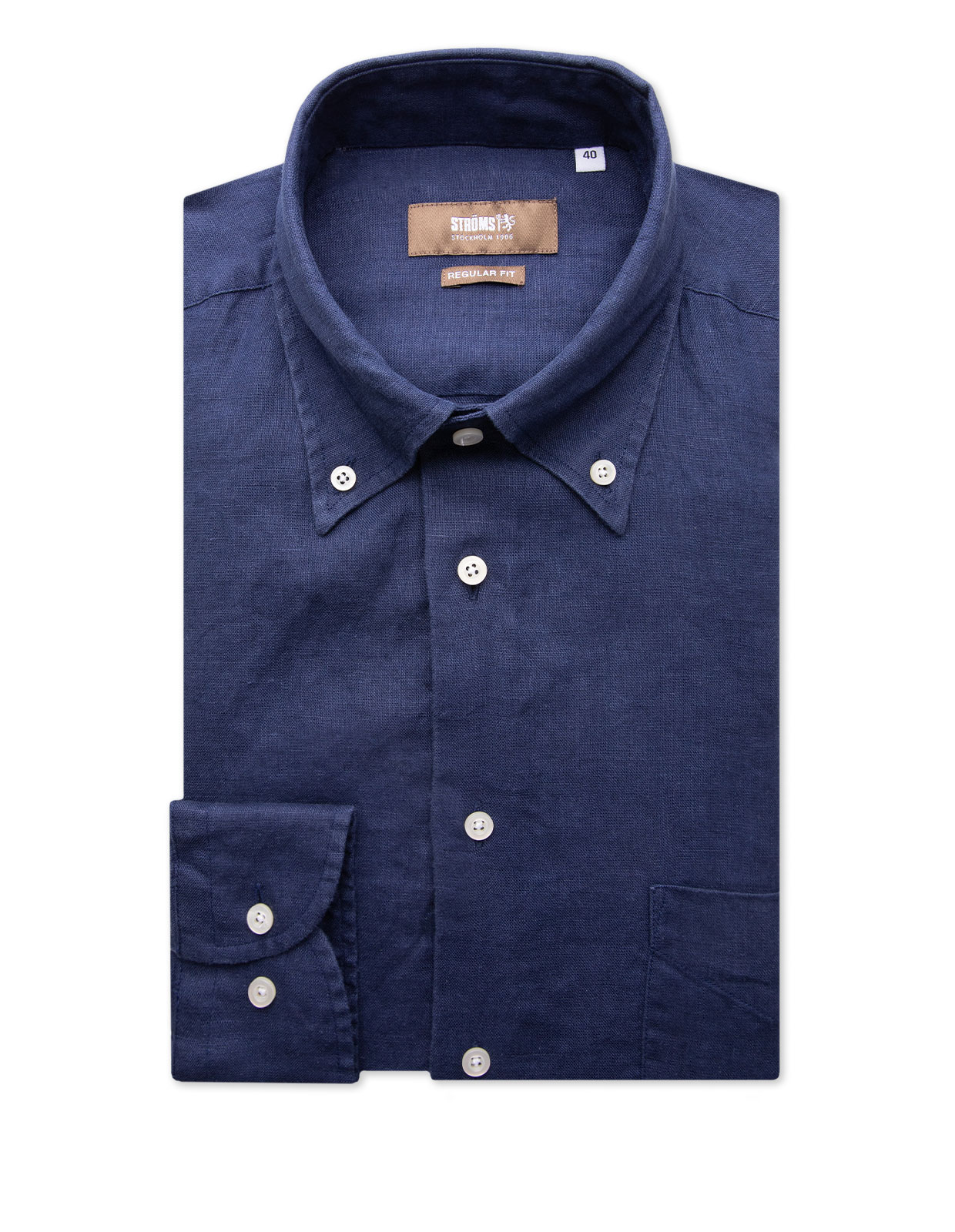 Regular Fit Skjorta Button Down Linne Navy