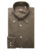 Regular Fit Skjorta Button Down Linne Olivgrön 41