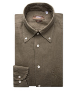 Regular Fit Skjorta Button Down Linne Olivgrön 42