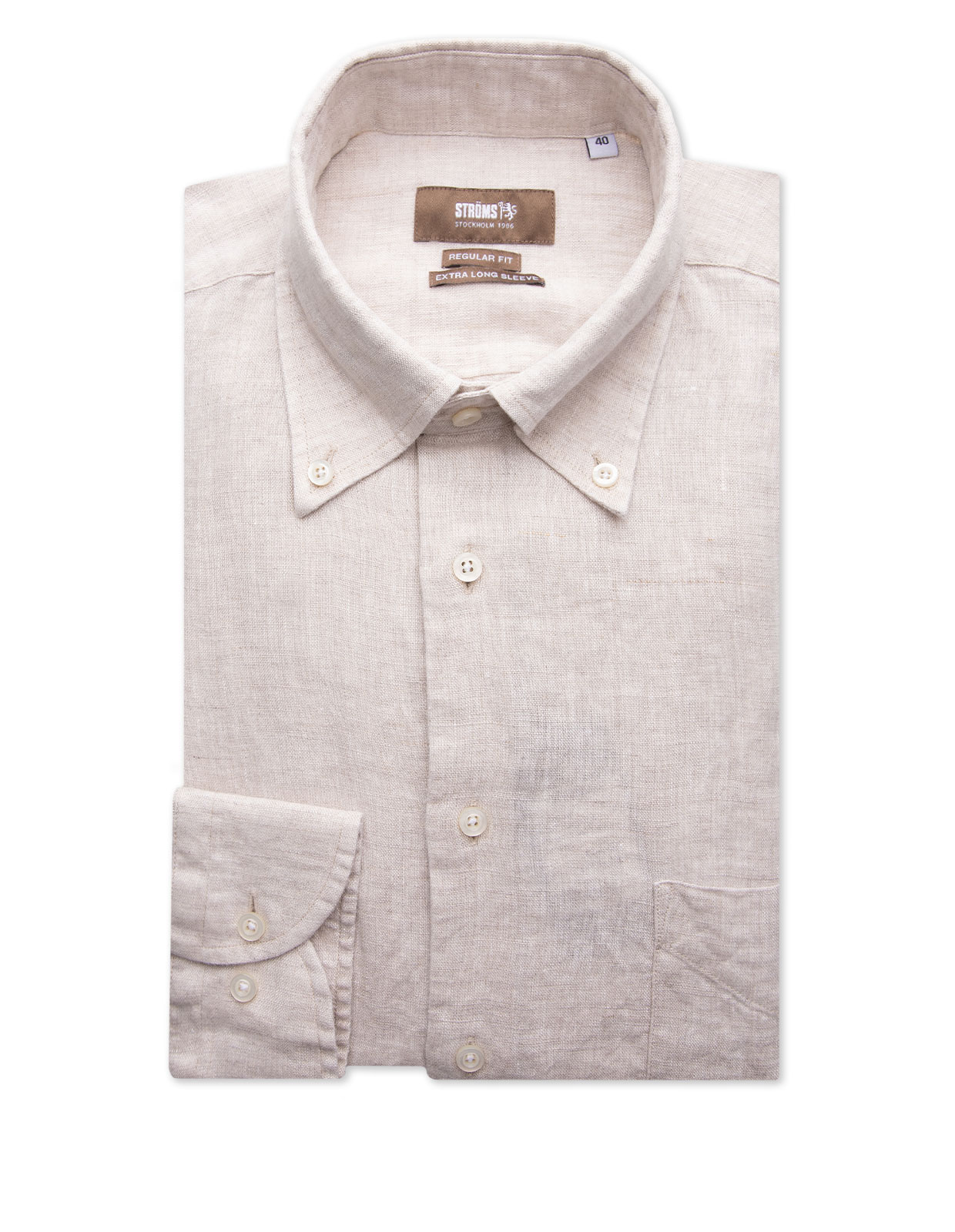 Regular Fit XLÄ Skjorta Button Down Linne Beige