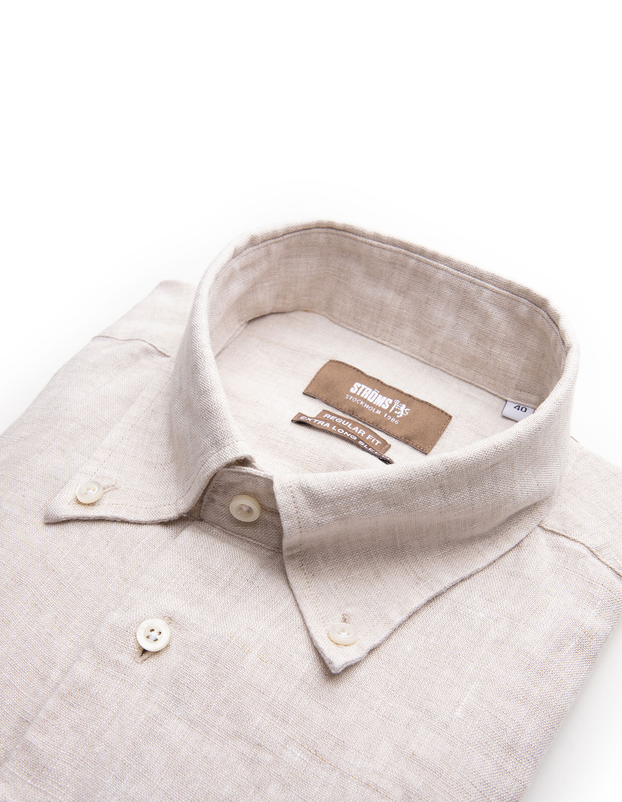Regular Fit XLÄ Skjorta Button Down Linne Beige
