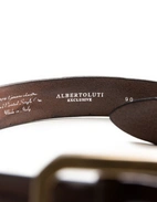 Bälte Brett Rustikt Läder Mörkbrun/Mässing