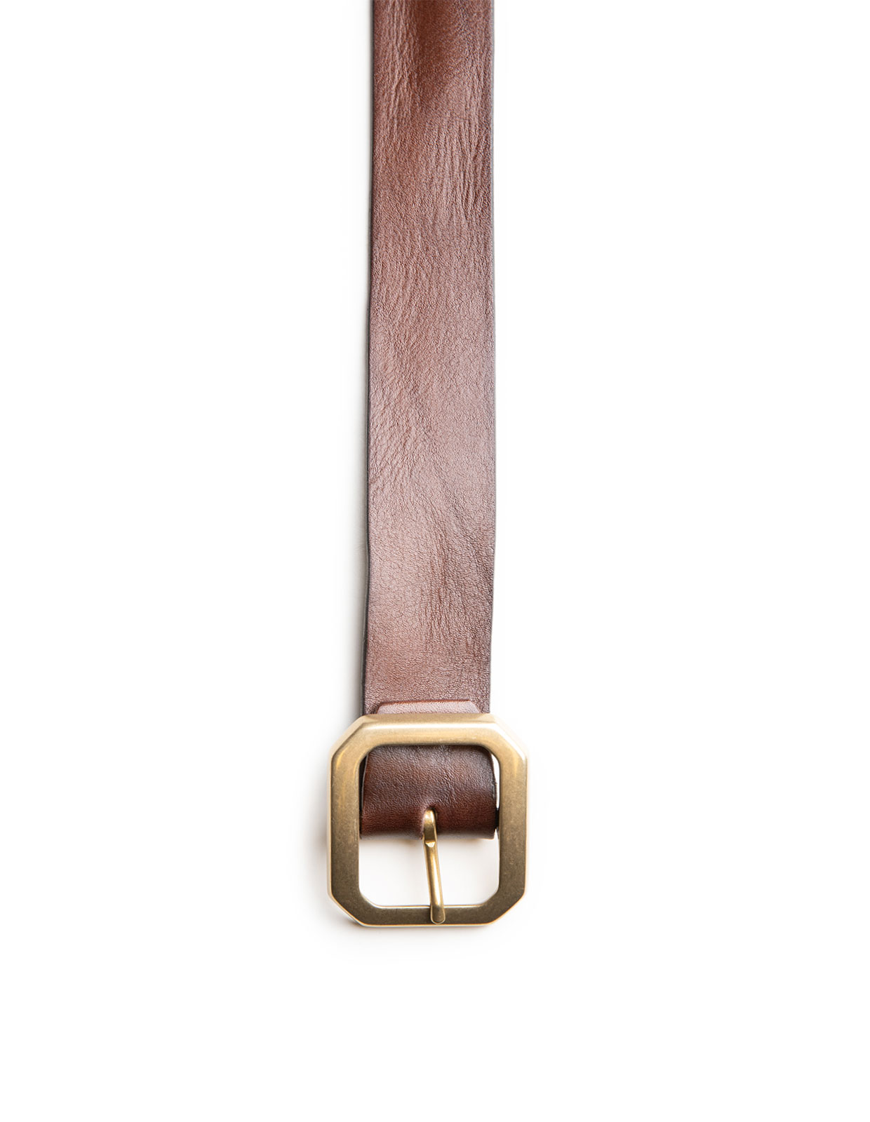 Bälte Brett Rustikt Läder Mörkbrun/Mässing