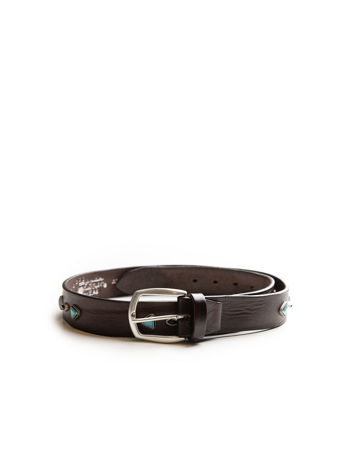 Bälte Läder Westerndesign Mörkbrun/Silver 85