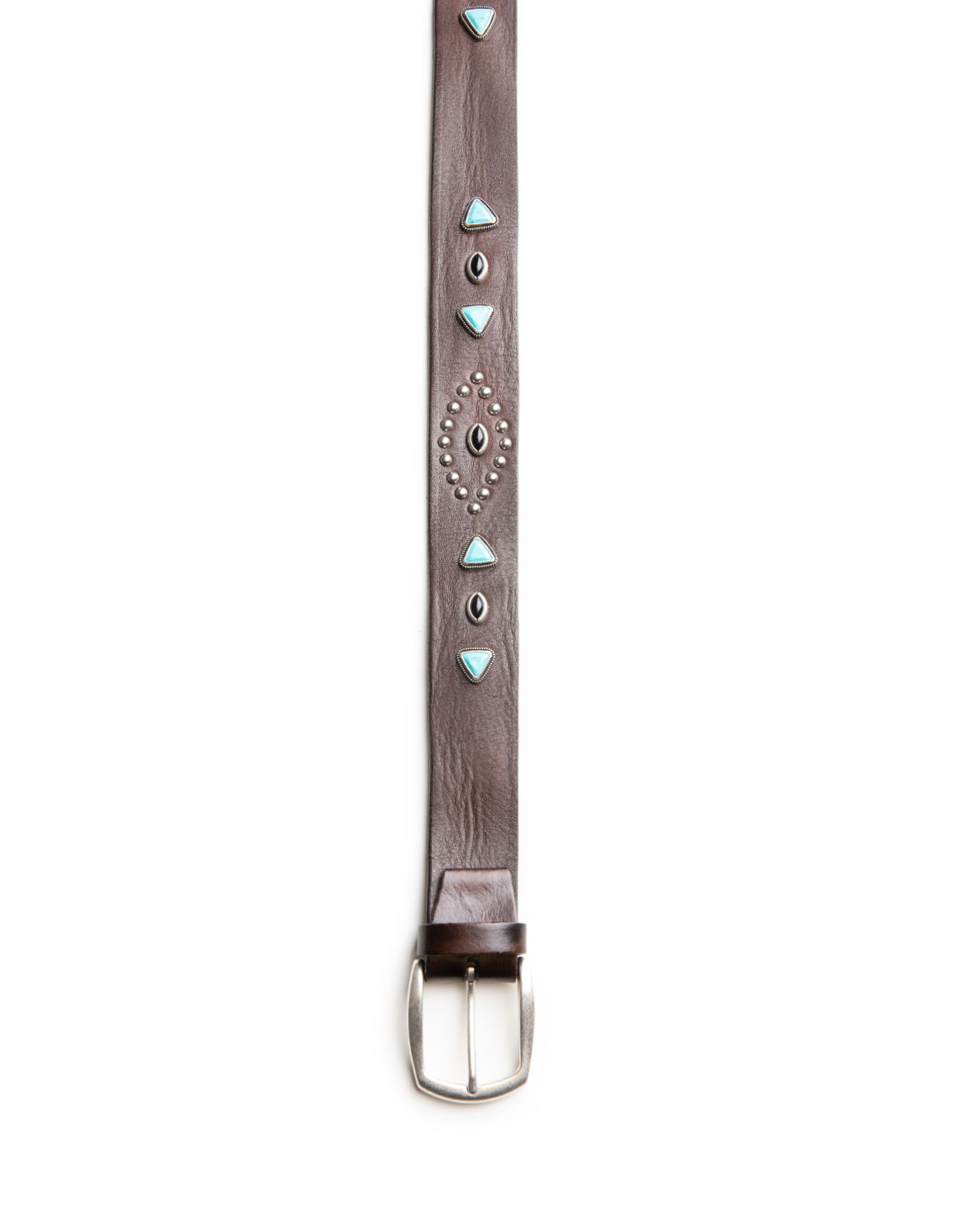 Bälte Läder Westerndesign Mörkbrun/Silver 85