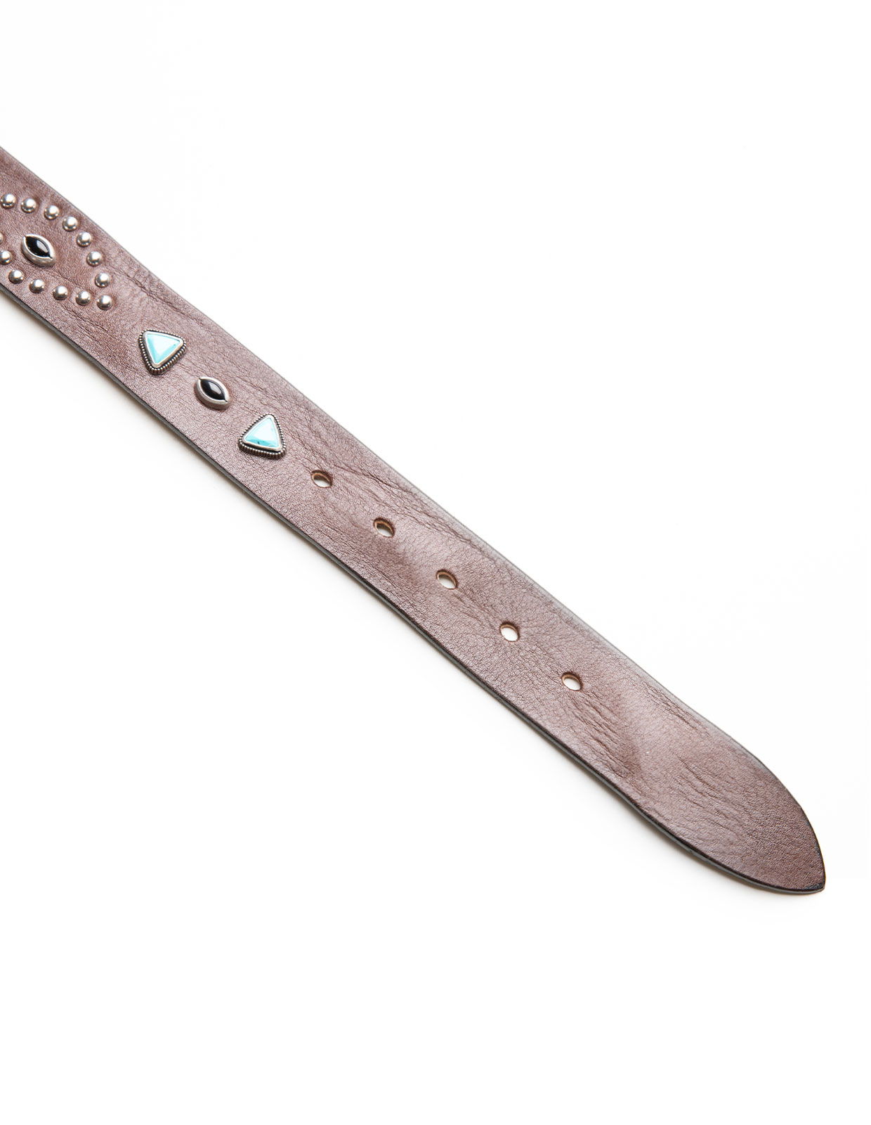 Bälte Läder Westerndesign Mörkbrun/Silver 85