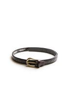 Bälte Smalt Präglat Läder Mörkbrun/Mässing