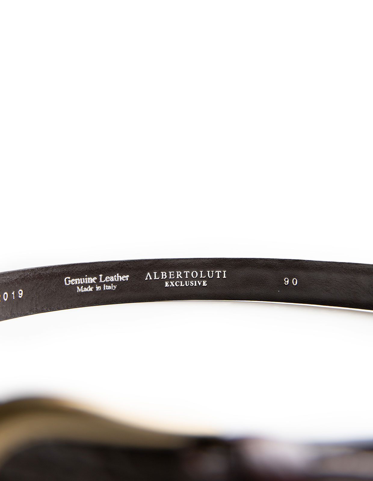 Bälte Smalt Präglat Läder Mörkbrun/Mässing