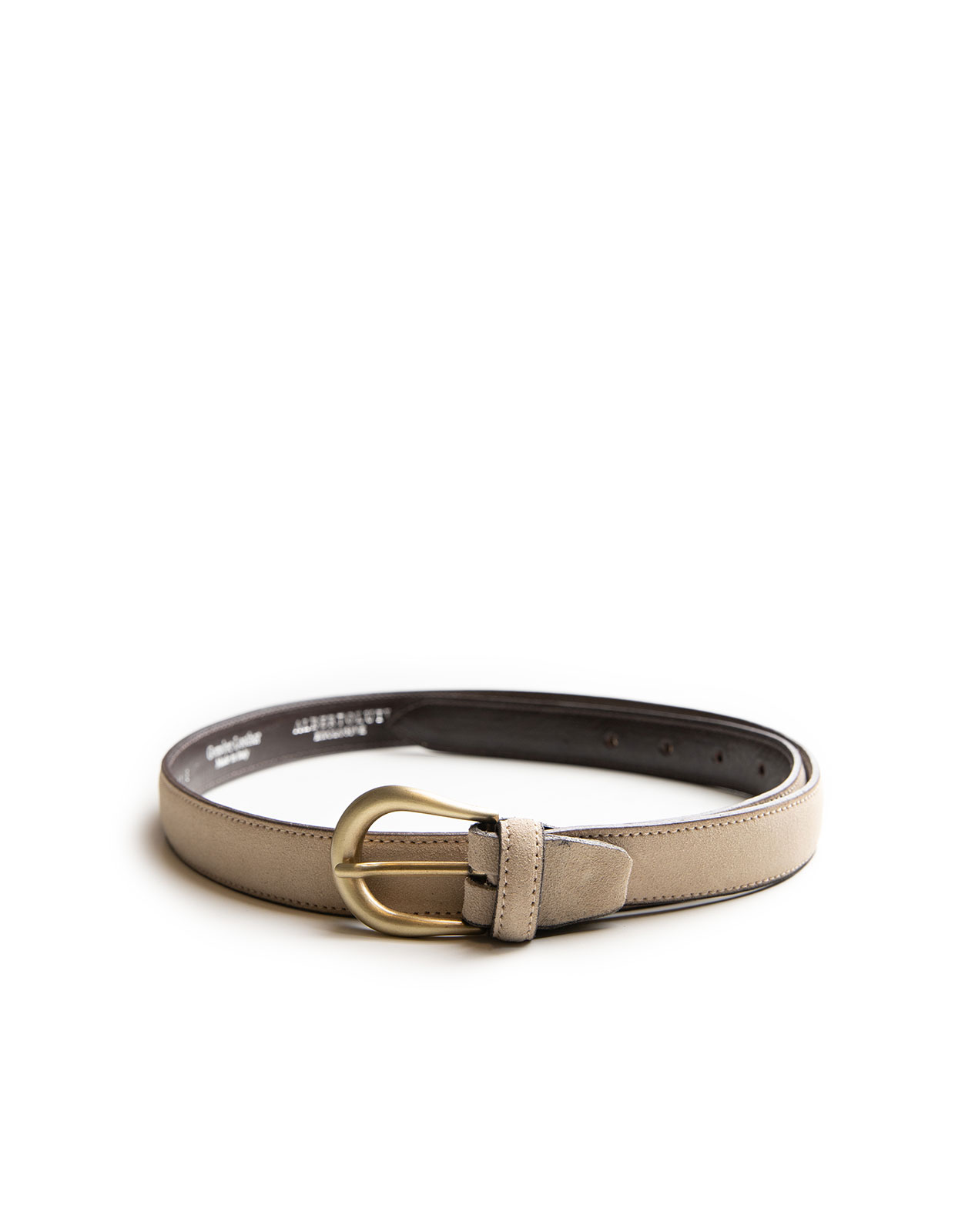 Bälte Smalt Mocka Beige/Mässing