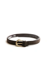 Bälte Smalt Mocka Mörkbrun/Mässing