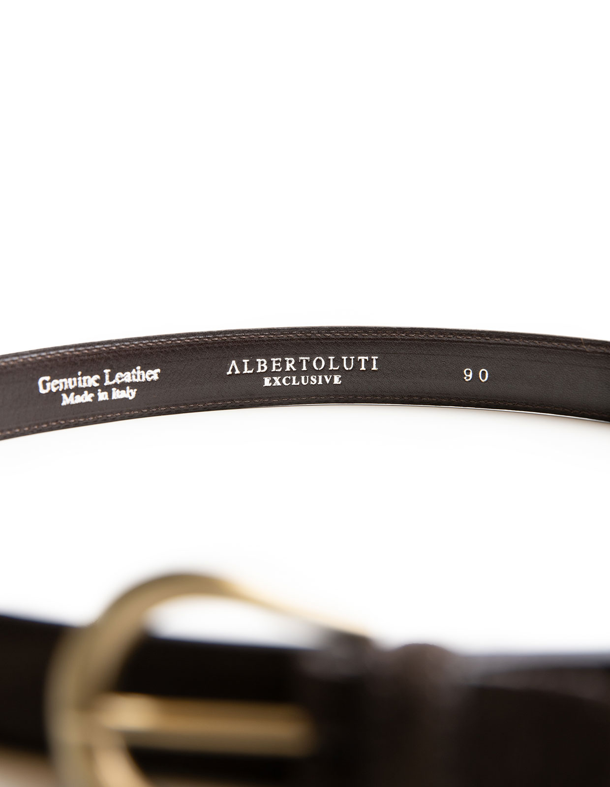 Bälte Smalt Mocka Mörkbrun/Mässing