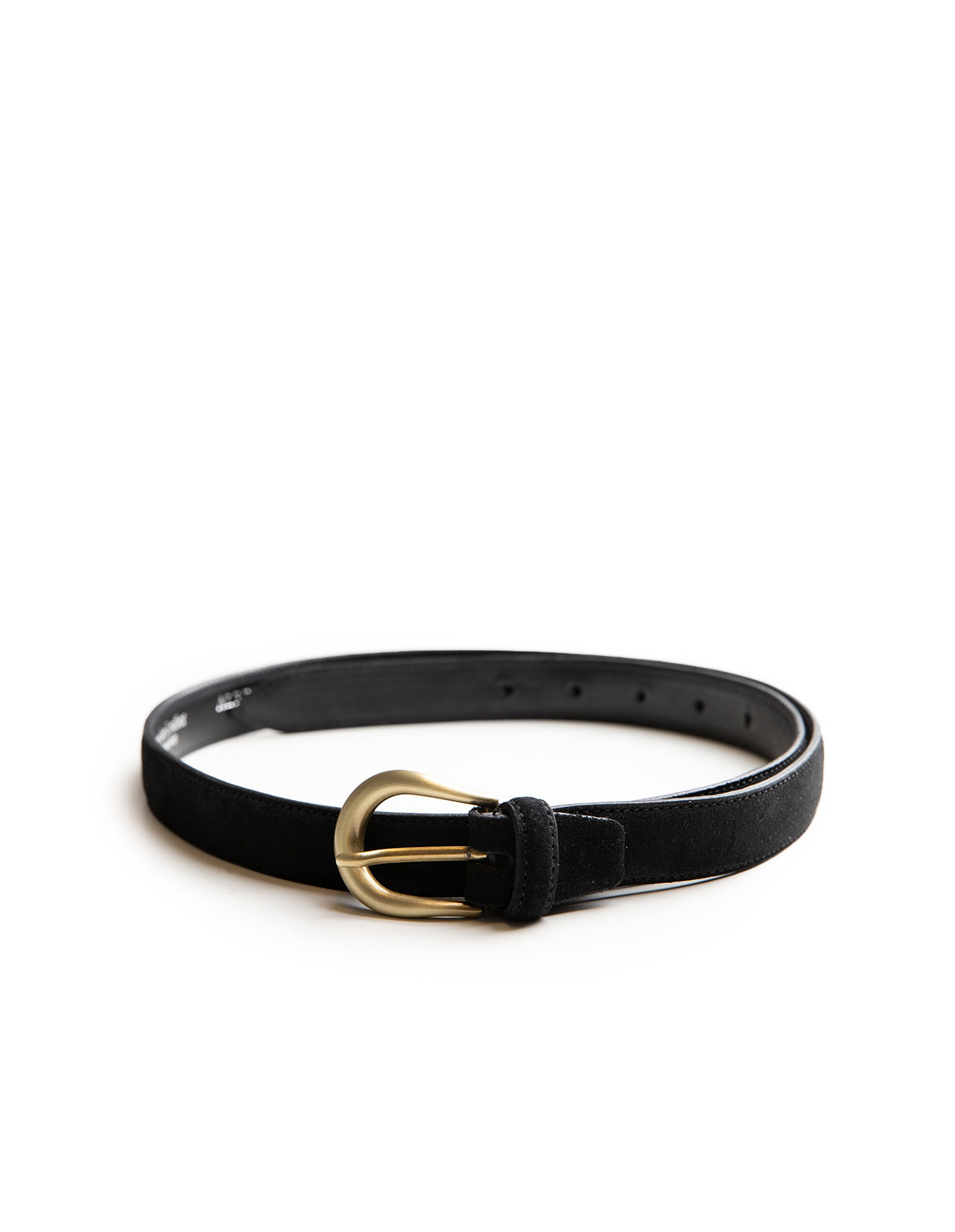 Bälte Smalt Mocka Svart/Mässing