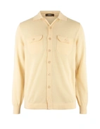 Skjortcardigan Stickad Bomull Benvit L