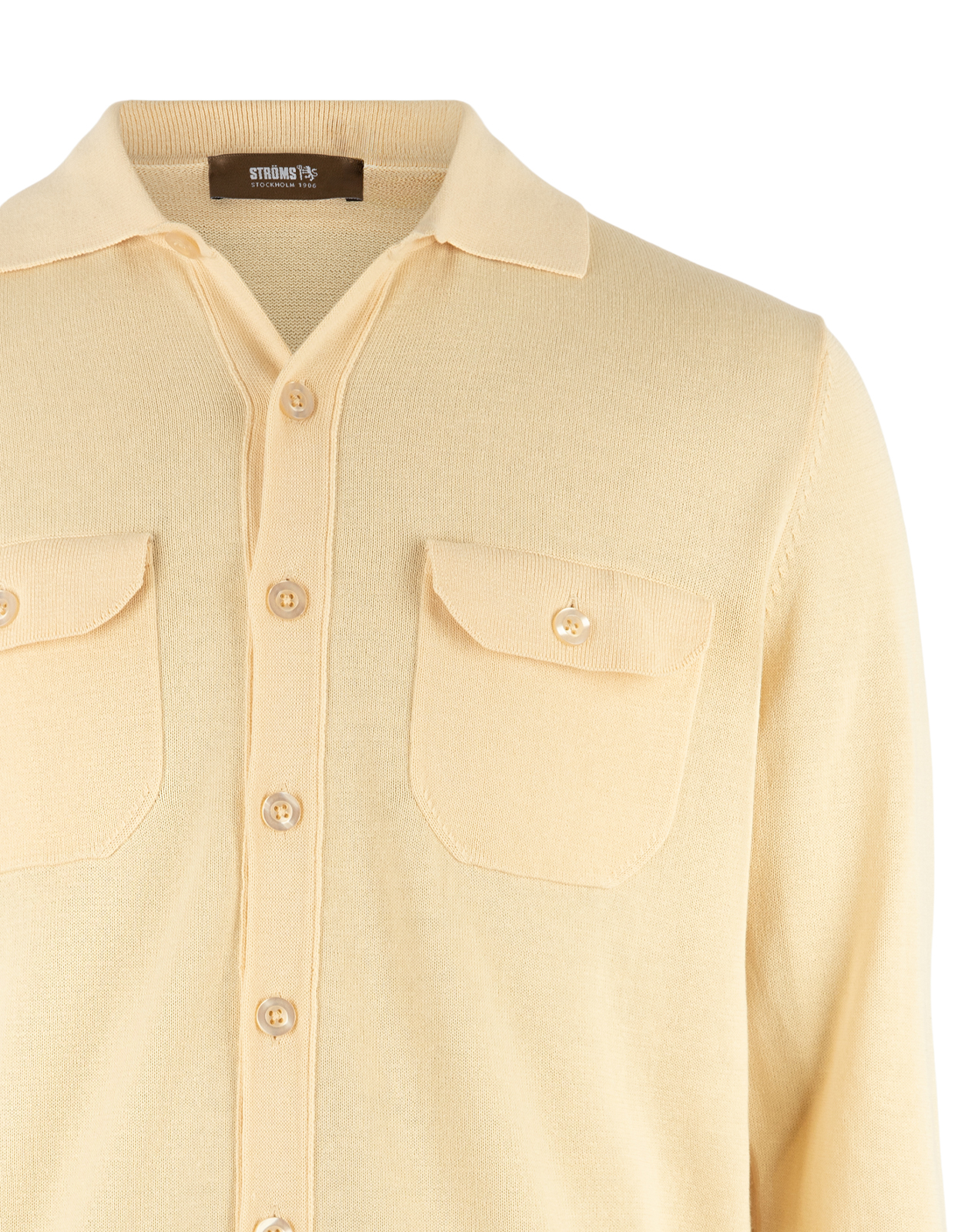 Skjortcardigan Stickad Bomull Benvit L