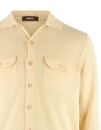 Skjortcardigan Stickad Bomull Benvit L