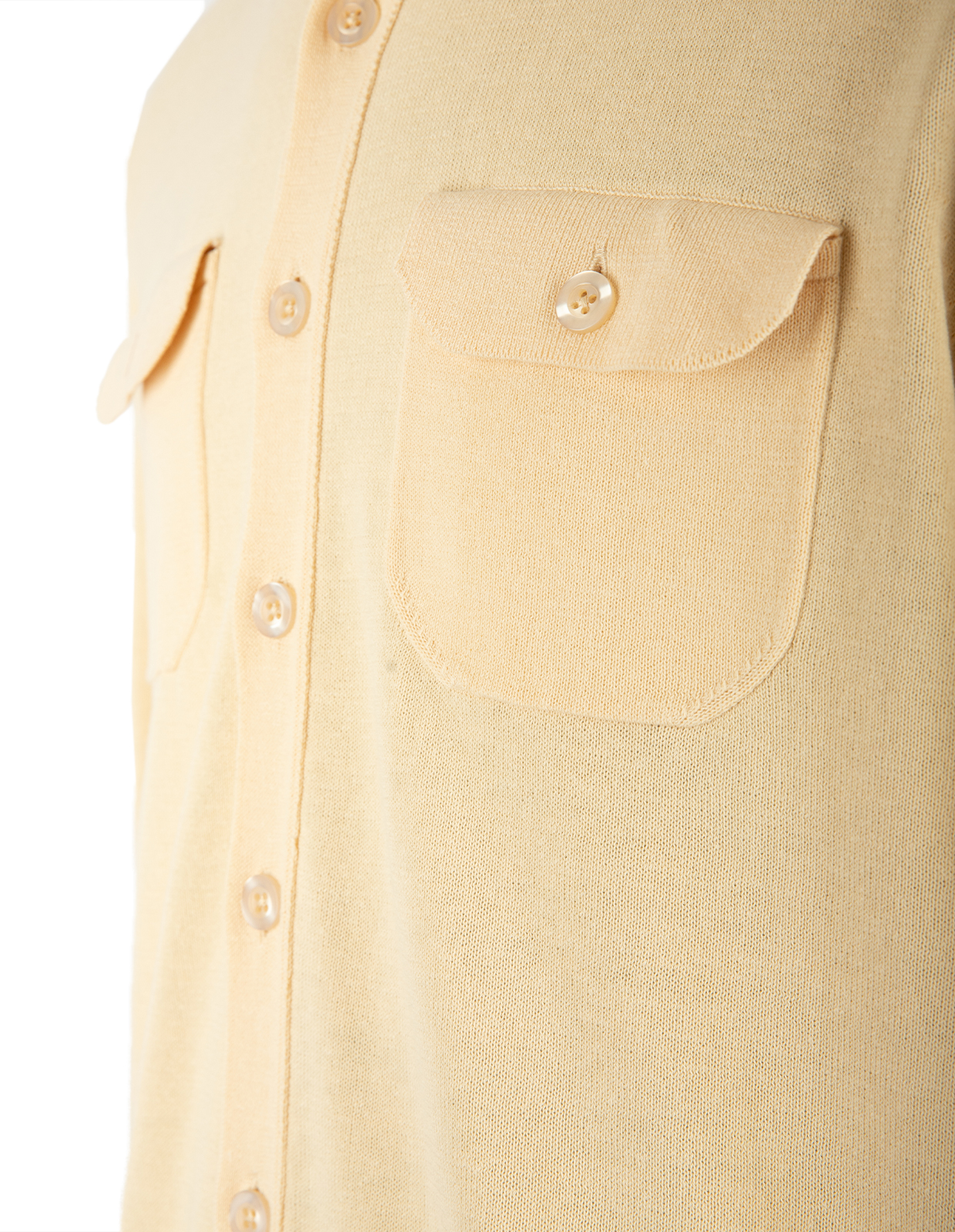 Skjortcardigan Stickad Bomull Benvit L