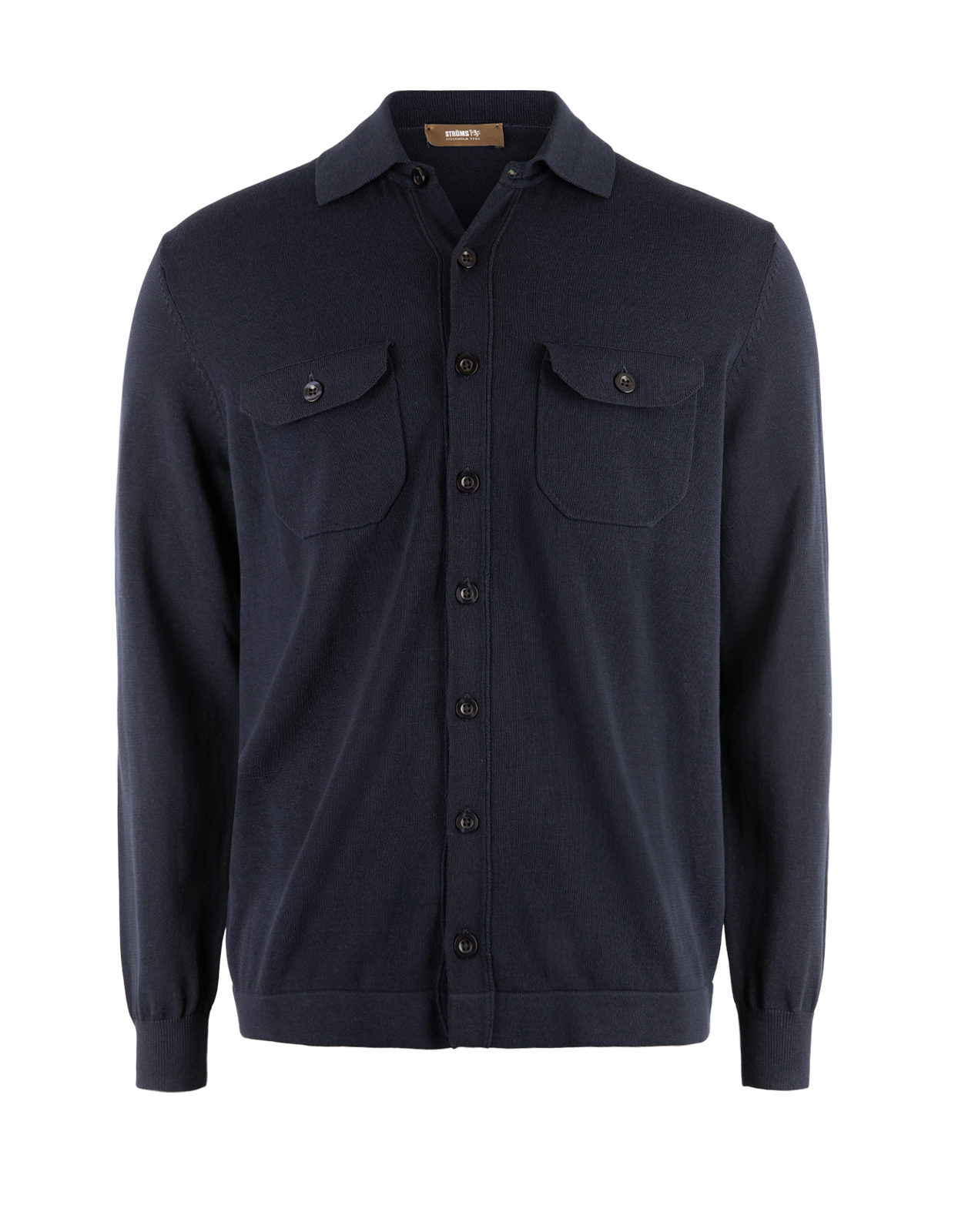 Skjortcardigan Stickad Bomull Navy M