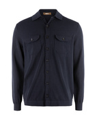 Skjortcardigan Stickad Bomull Navy XL