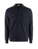 Skjortcardigan Stickad Bomull Navy XL