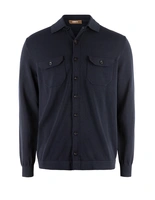 Skjortcardigan Stickad Bomull Navy