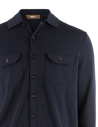 Skjortcardigan Stickad Bomull Navy XL