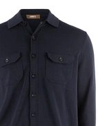 Skjortcardigan Stickad Bomull Navy M