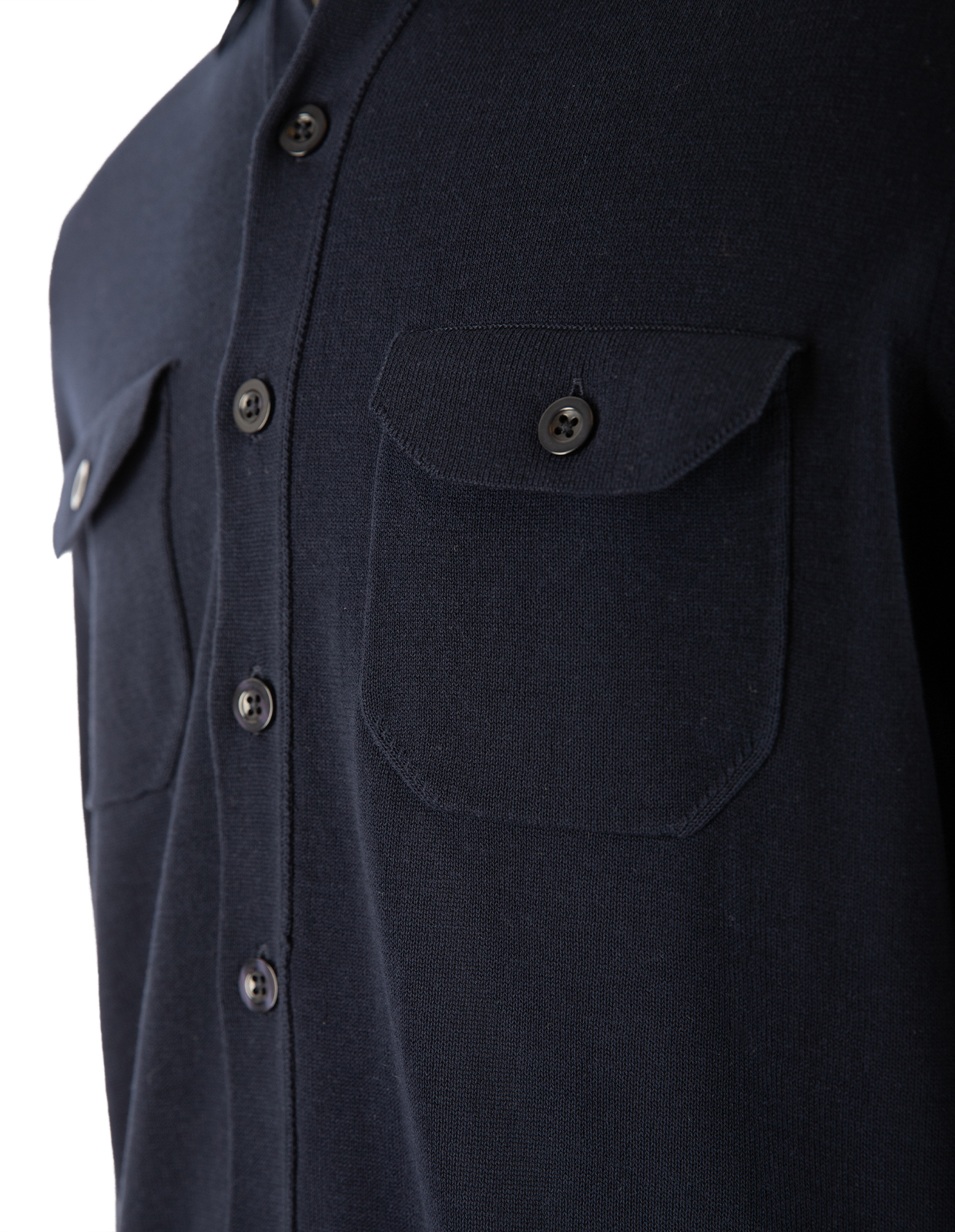 Skjortcardigan Stickad Bomull Navy XL