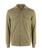 Skjortcardigan Stickad Bomull Militärgrön S