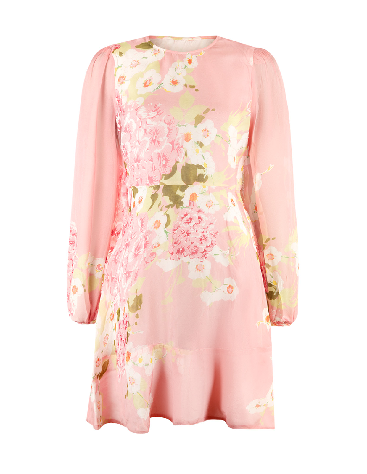 Organza Mini Klänning Rosa Blommig