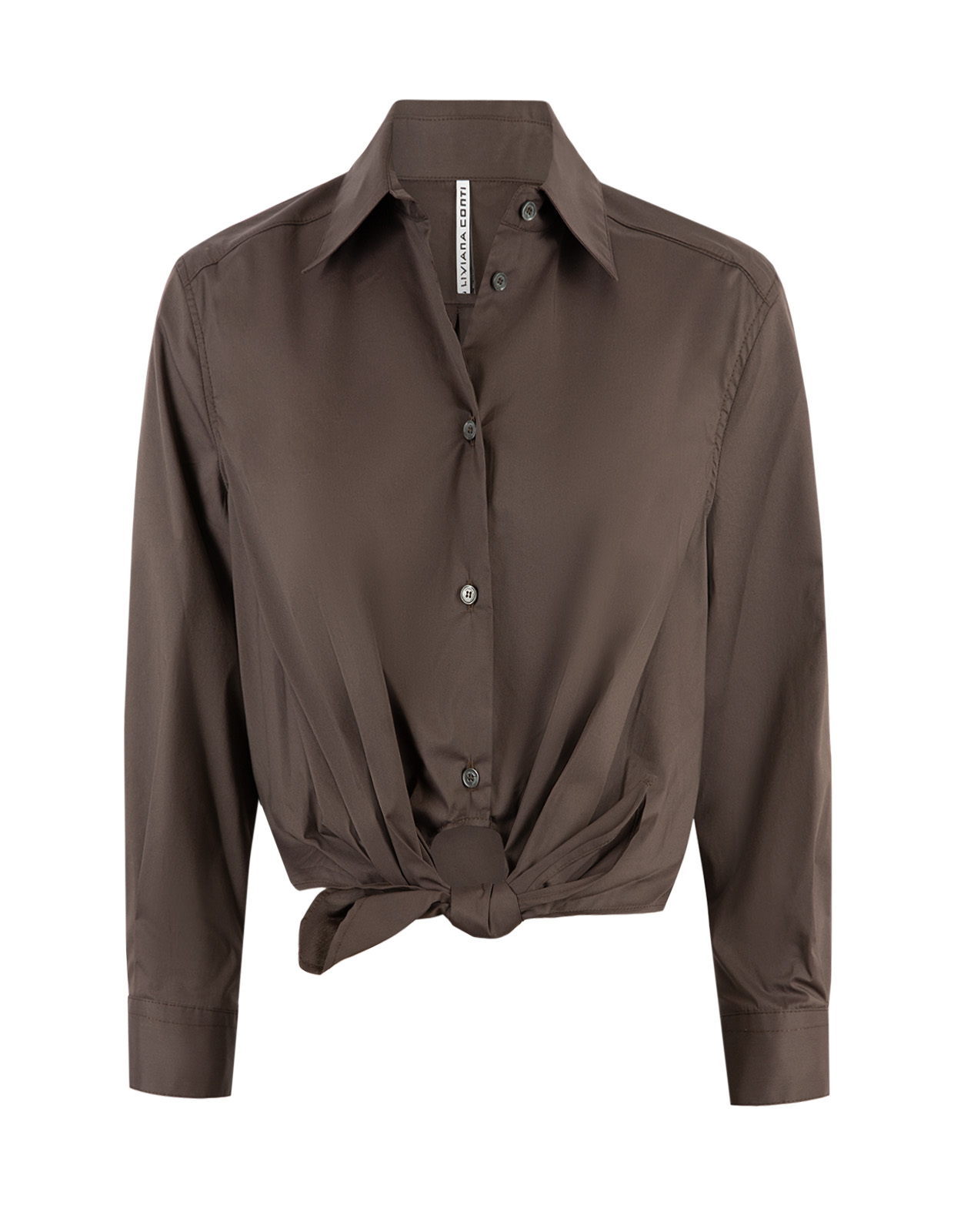 Front Tie Blus Brun