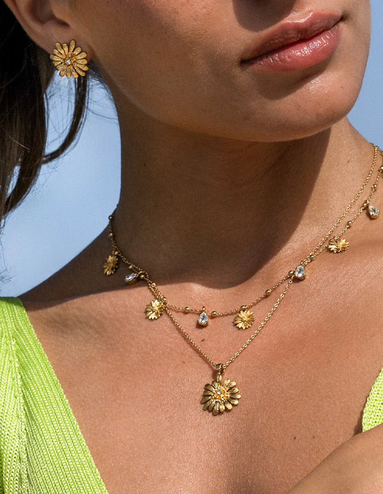 Daisy Multi Halsband Guld/Kristaller