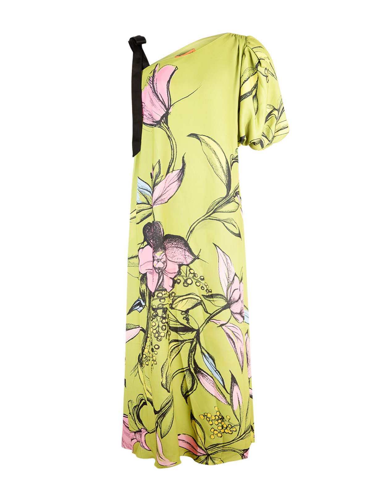 Satin Maxiklänning Grön Blommig