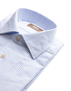 Casual Fit Skjorta Helskuren Krage Oxford Bomull Randig Ljusblå/Vit 38