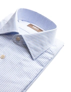 Casual Fit Skjorta Helskuren Krage Oxford Bomull Randig Ljusblå/Vit