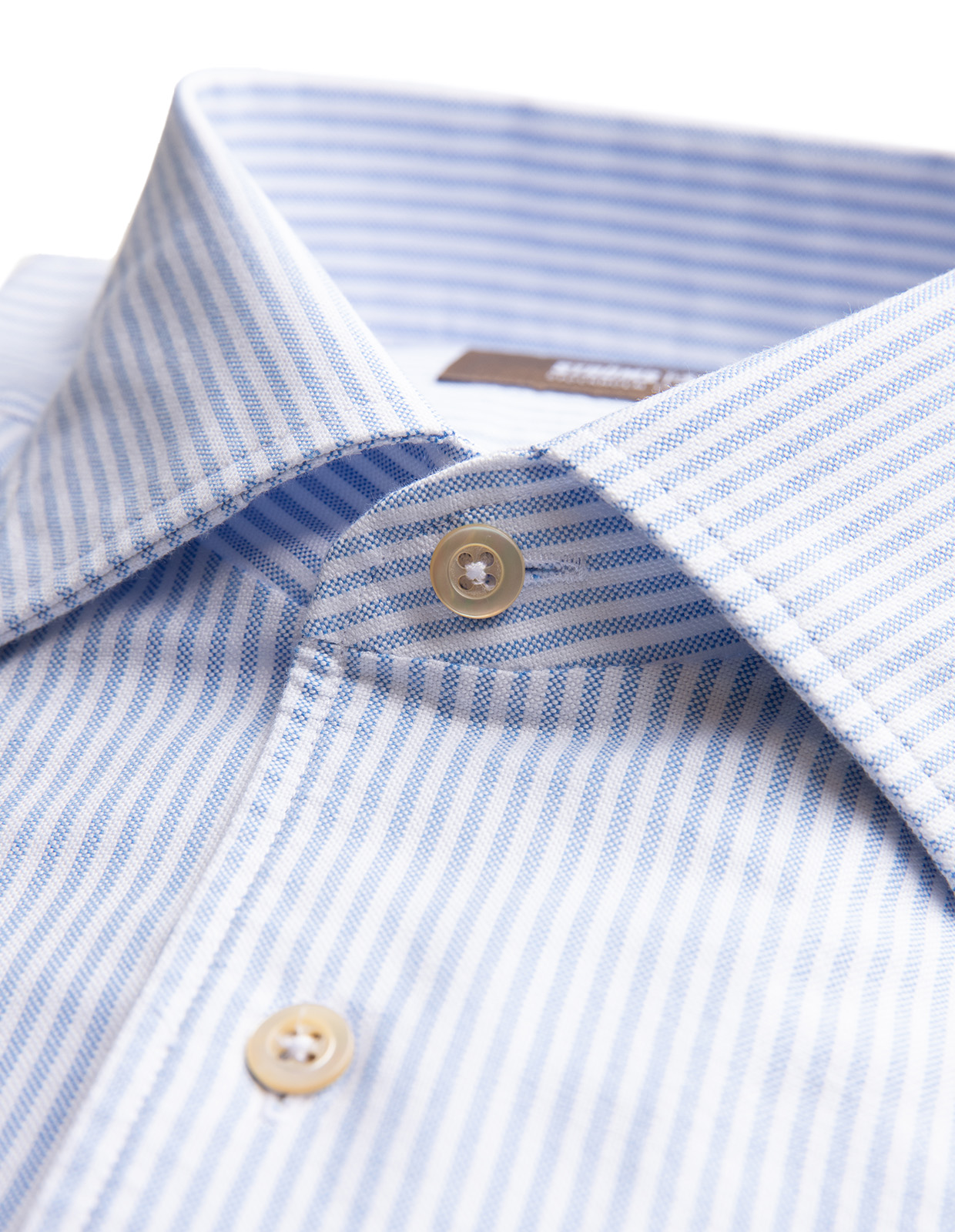 Casual Fit Skjorta Helskuren Krage Oxford Bomull Randig Ljusblå/Vit 38