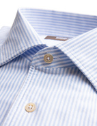 Casual Fit Skjorta Helskuren Krage Oxford Bomull Randig Ljusblå/Vit 38