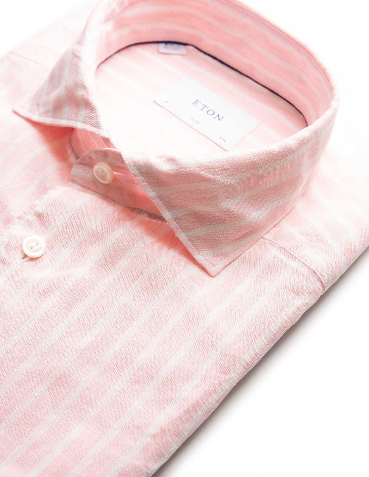 Slim Fit Linneskjorta Randig Ljusrosa