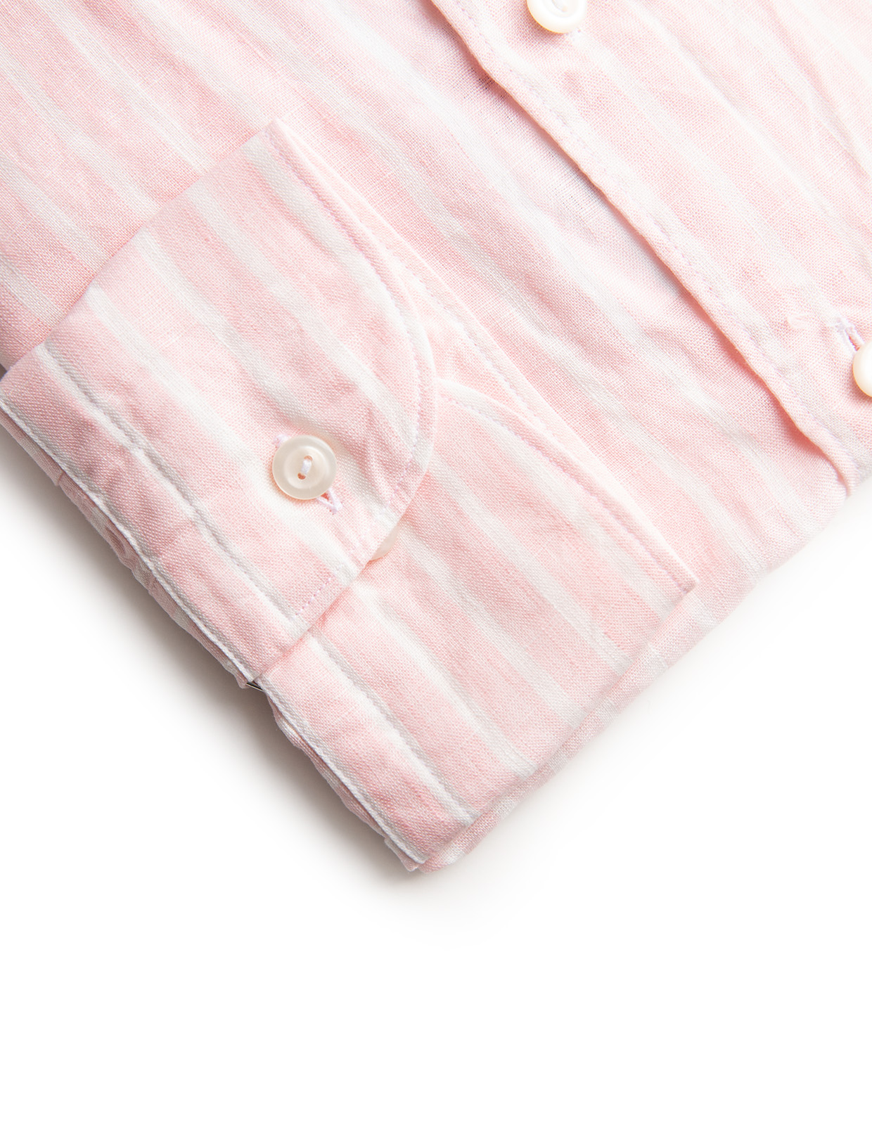 Slim Fit Linneskjorta Randig Ljusrosa 38