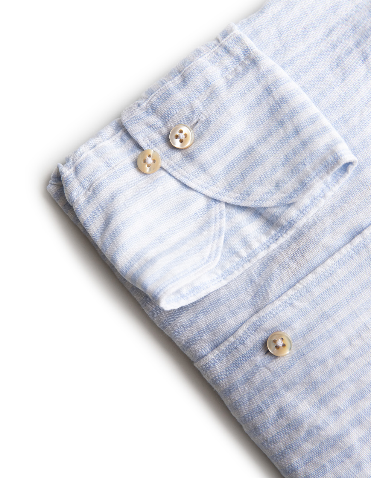Slim Fit Skjorta Linne Randig Ljusblå