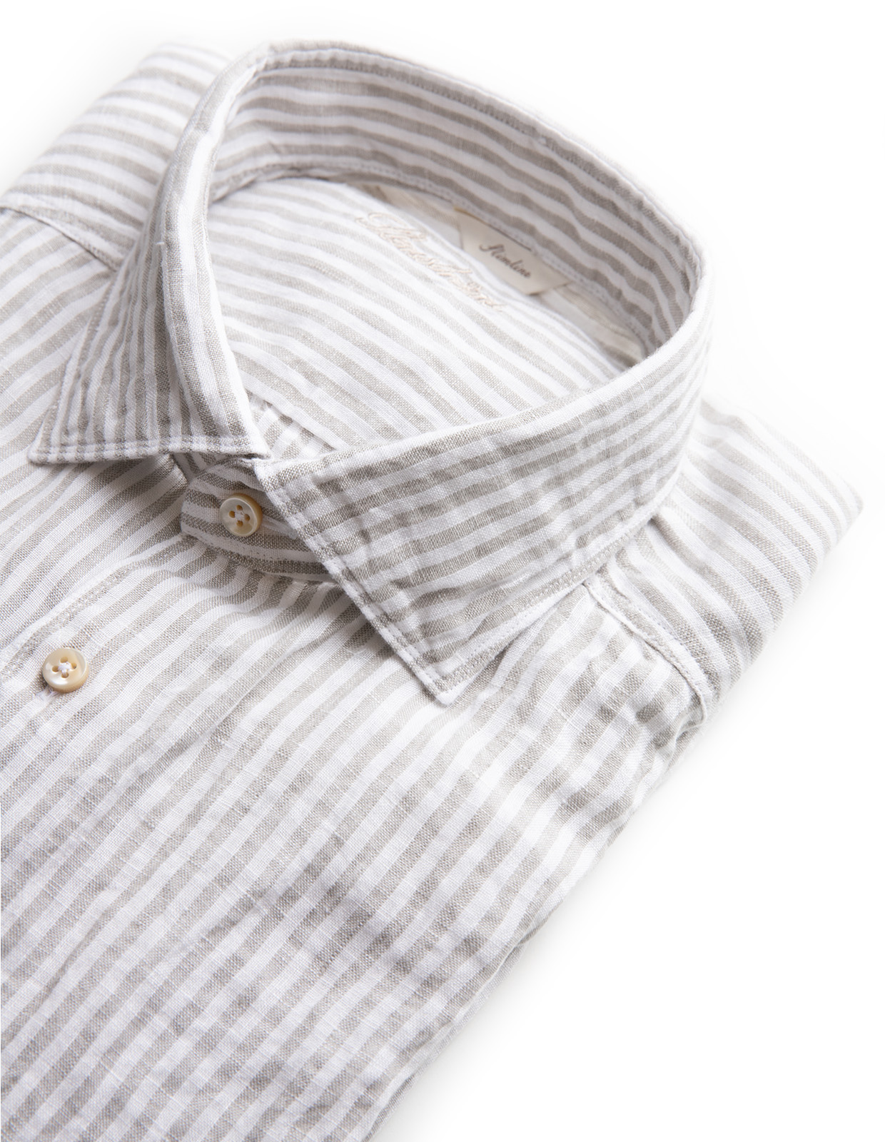 Slim Fit Skjorta Linne Randig Grå