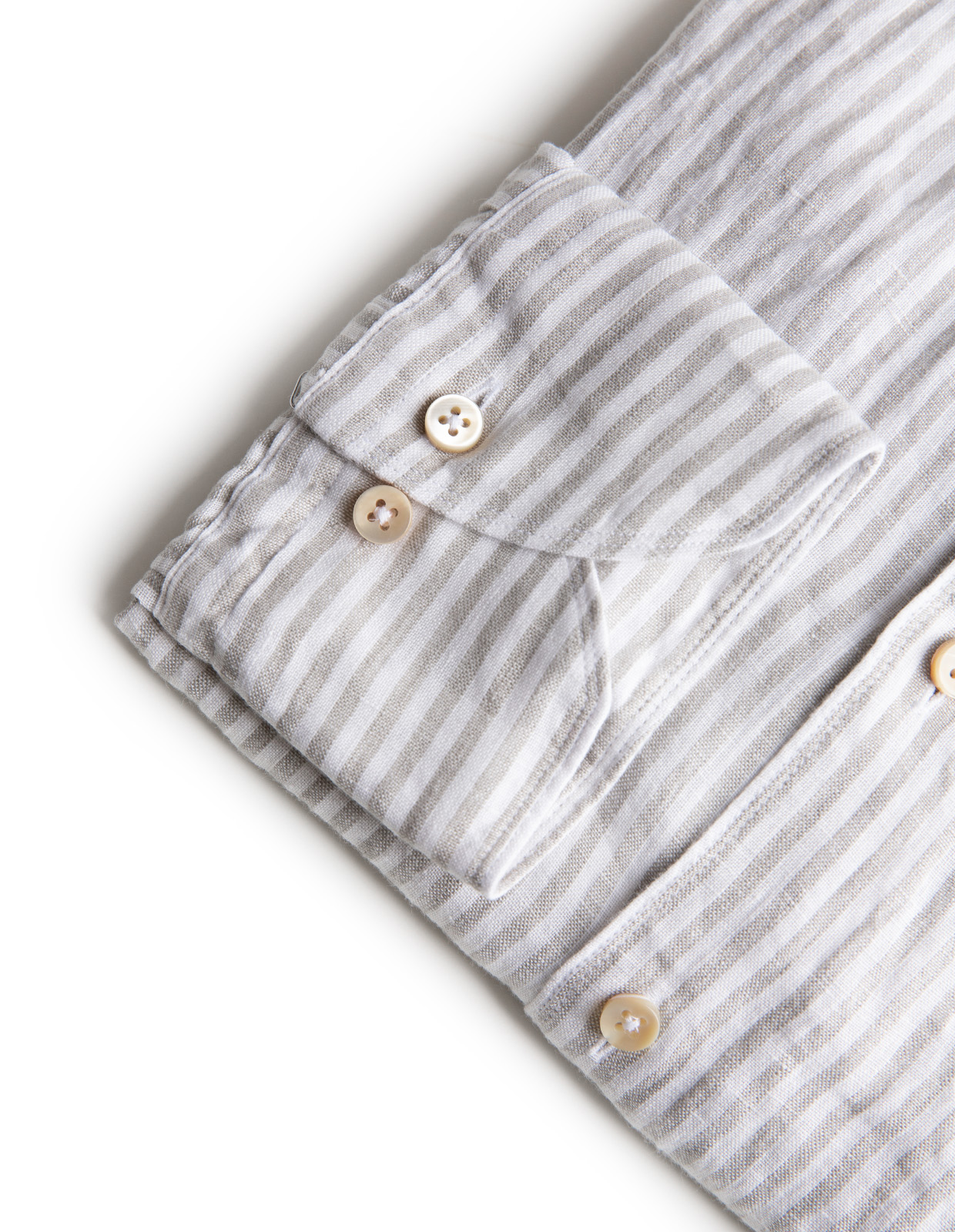 Slim Fit Skjorta Linne Randig Grå
