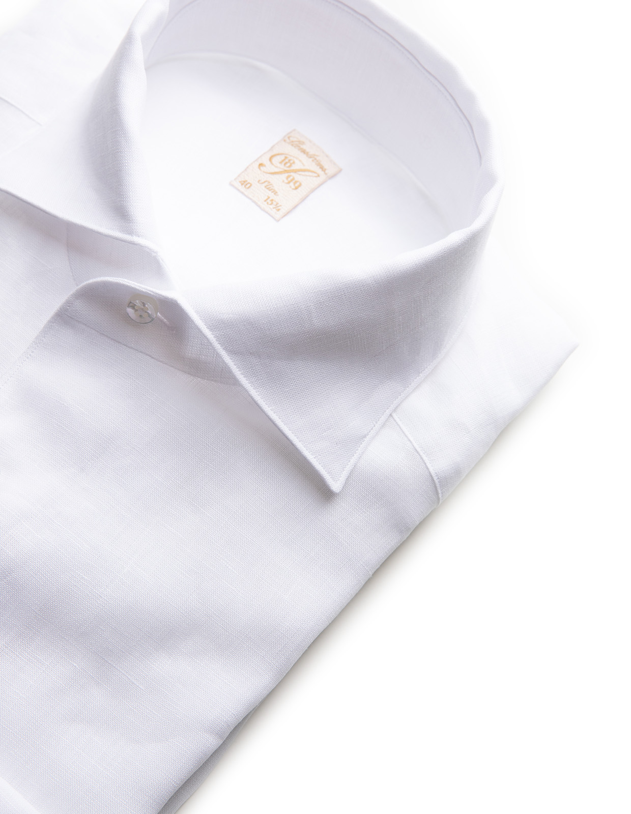 1899 Slim Skjorta Bomull Mikromönster Vit